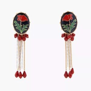 NWT Zara Woman Accessories FLORAL BEADED BUTTON EARRINGS